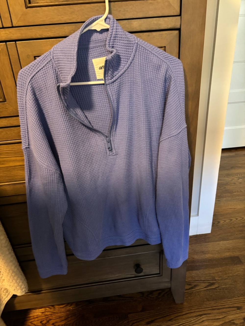 aerie Lavender Waffle Half-Zip Pullover Sweater